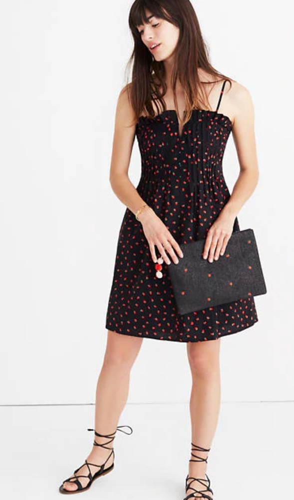 Madewell Pintuck Cami Dress in Fresh Strawberries